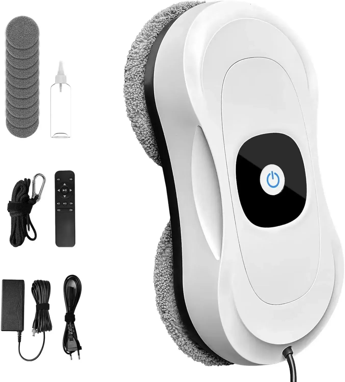 Nettoyeur de Vitres Robotisé avec Double Pulvérisation, Télécommande et 10 Chiffons, pour Surfaces Lisses