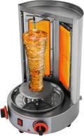 Grill vertical électrique inoxydable 8 kg avec rotation 360° et bac à graisse – Barbecue automatique pour viandes et légumes, sain et faible en graisse, argenté