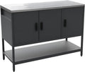 Cuisine d'extérieur en Acier Noir avec 3 Portes et Étagère L120cm - Sweeek
