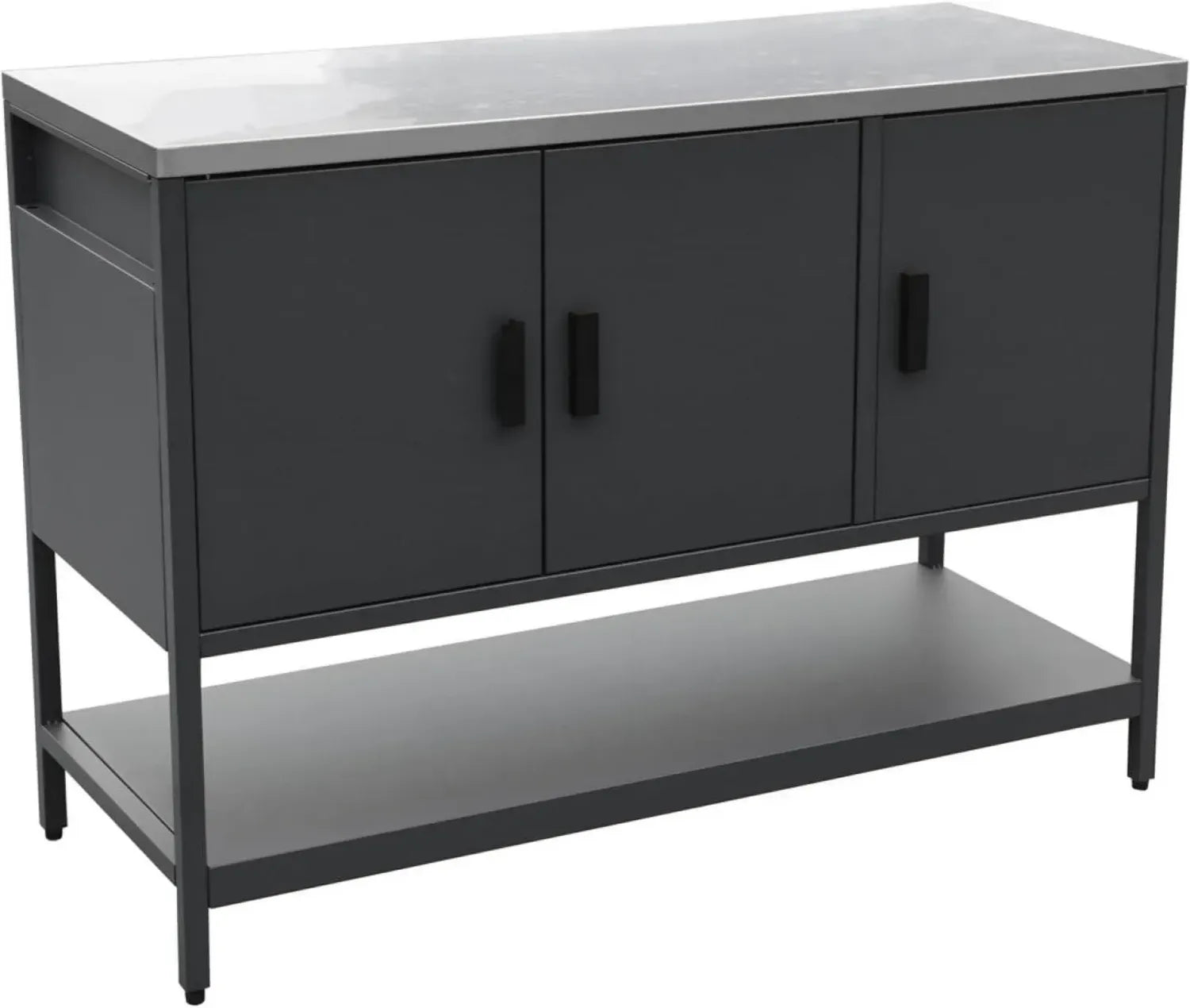 Cuisine d'extérieur en Acier Noir avec 3 Portes et Étagère L120cm - Sweeek