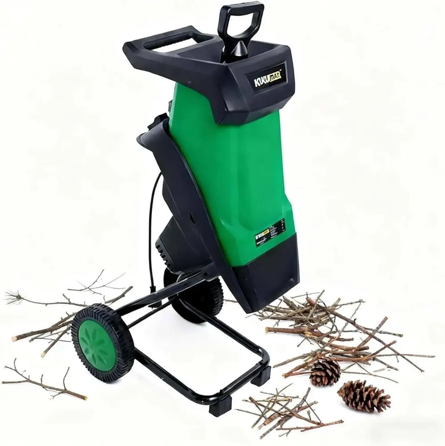 Broyeur de Jardin Électrique Puissant avec Sac de Collecte pour Feuilles et Bois