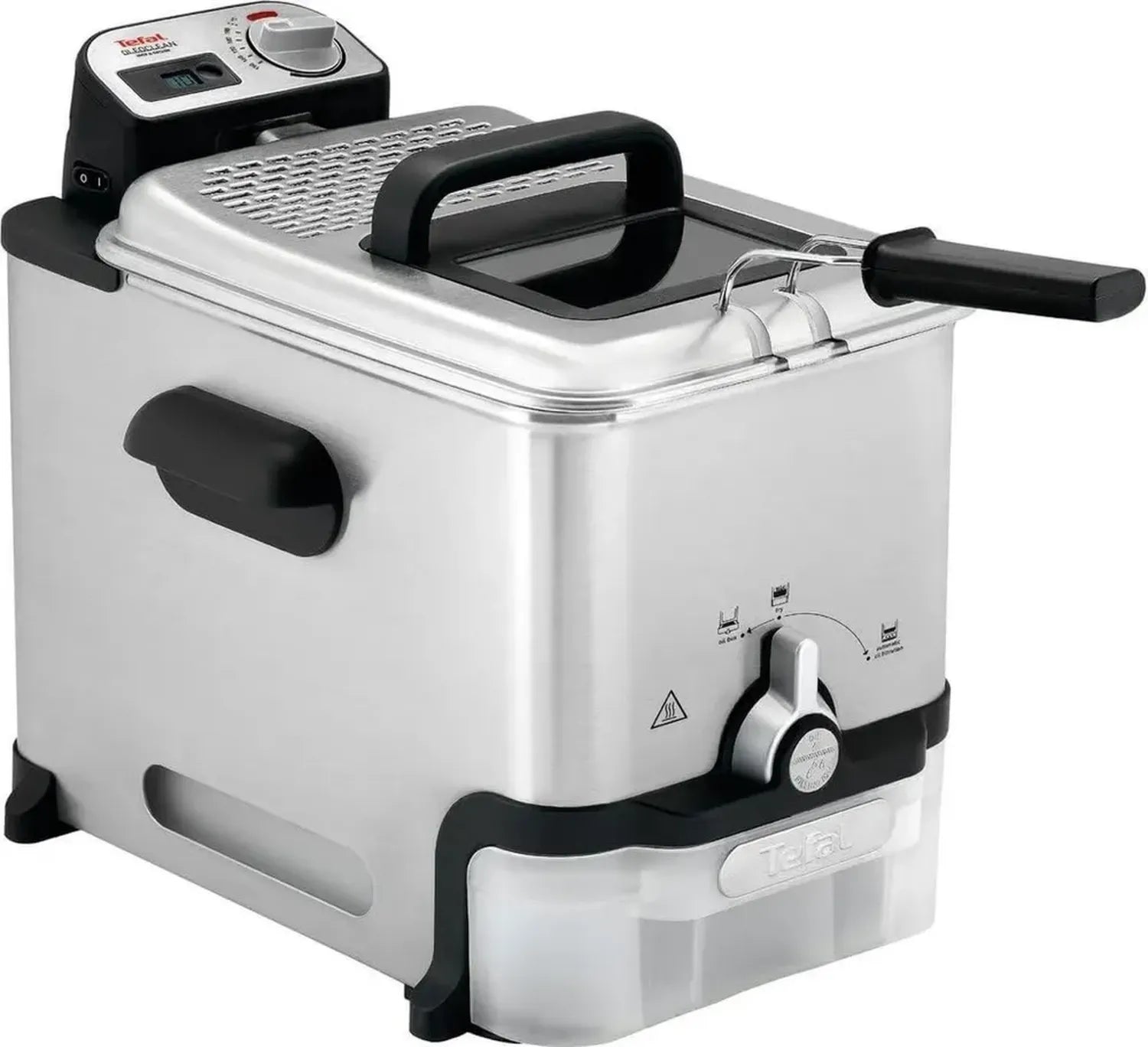 Friteuse Électrique Tefal Oleoclean Pro, 3,5L, Système de Filtration Automatique, Capacité XL, 4-6 Personnes, Nettoyage Facile, Pièces Lave-vaisselle, Température Ajustable