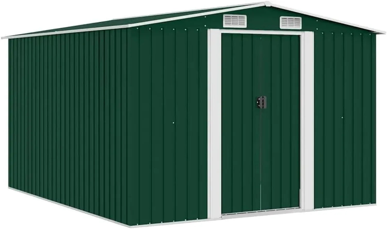 Abri de Jardin en Métal Vert 257x298x178 cm pour Terrasse et Outils