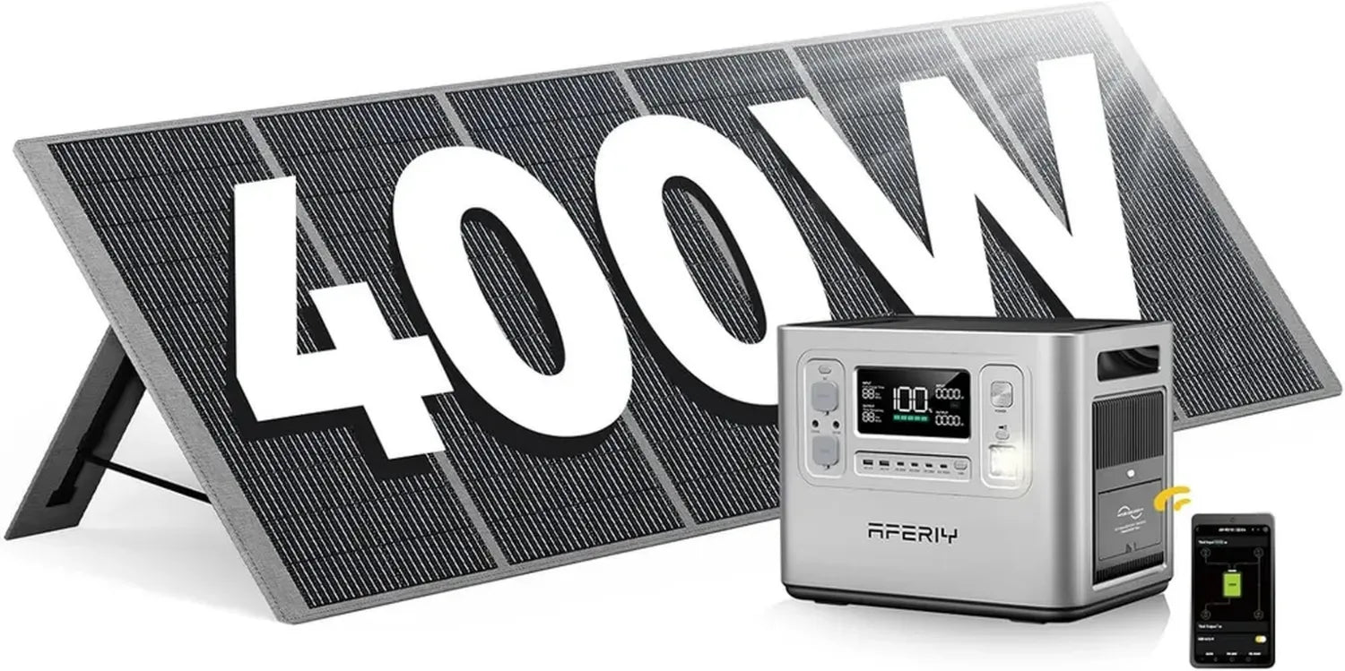 Générateur Solaire Portable 2400W avec Batterie LiFePO4 2048Wh et Panneaux Pliables USB 400W pour Camping