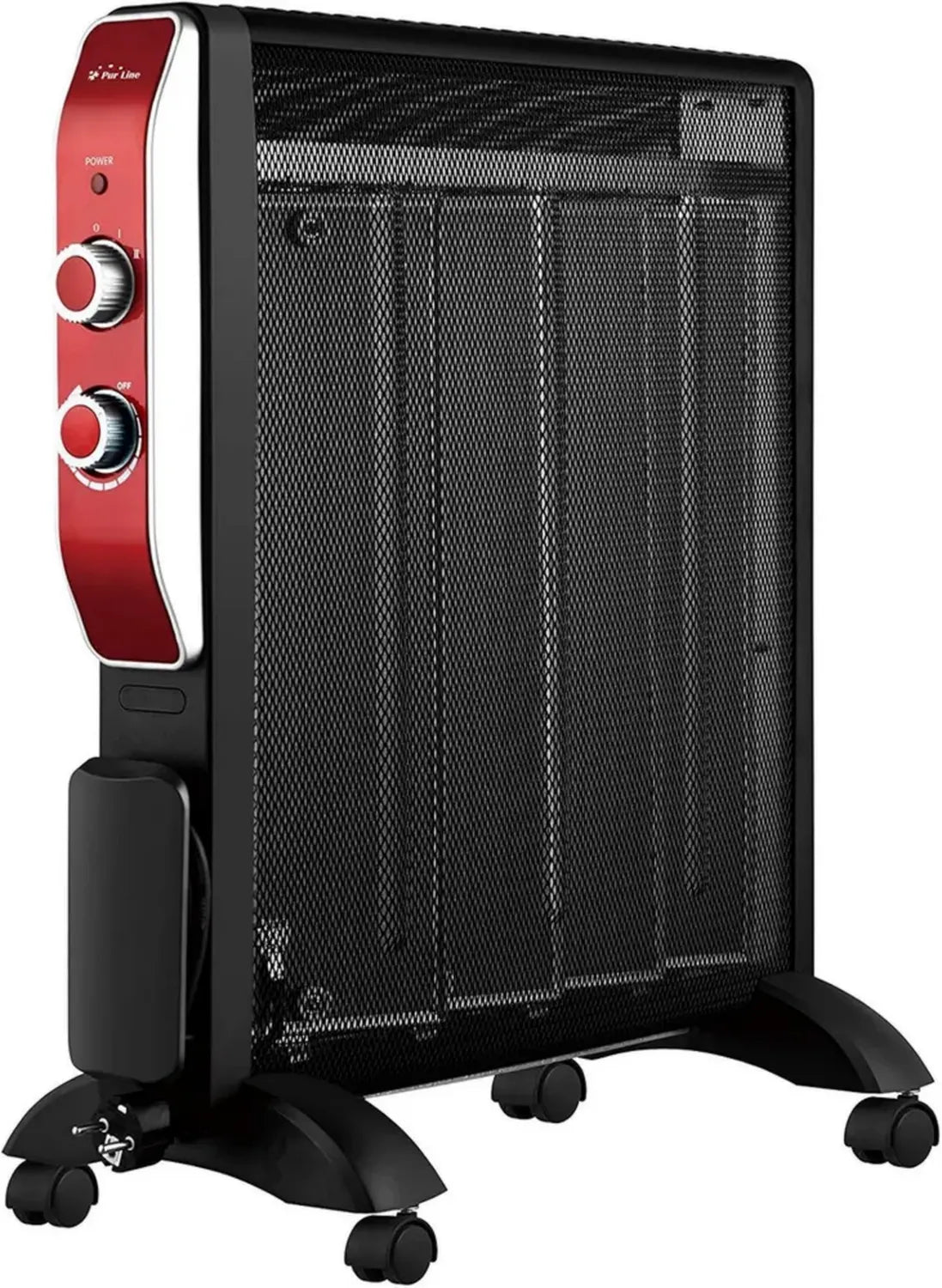Radiateur électrique 2000W noir avec roulettes et thermostat - Purline MR2000B