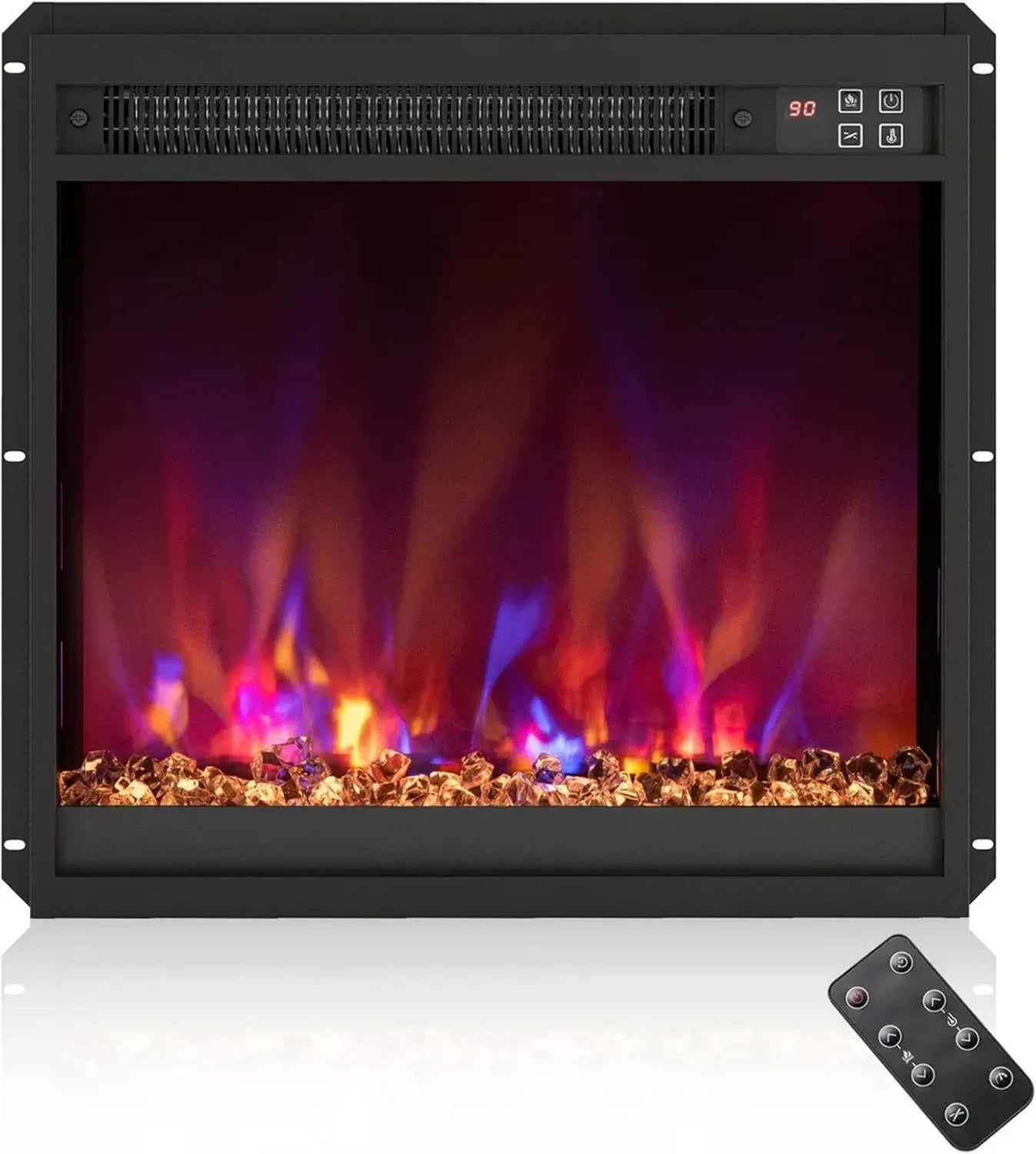 Insert de Cheminée Électrique 1500W avec Télécommande et Thermostat Réglable
