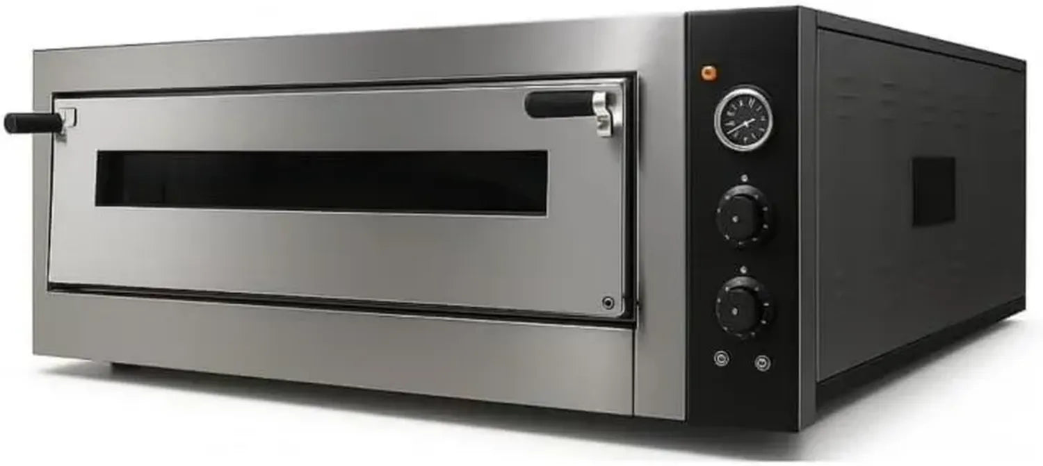 Four électrique à pizza professionnel – 4 pizzas de 33 cm – 4700 W – Jusqu'à 450°C – Porte vitrée – Contrôle manuel