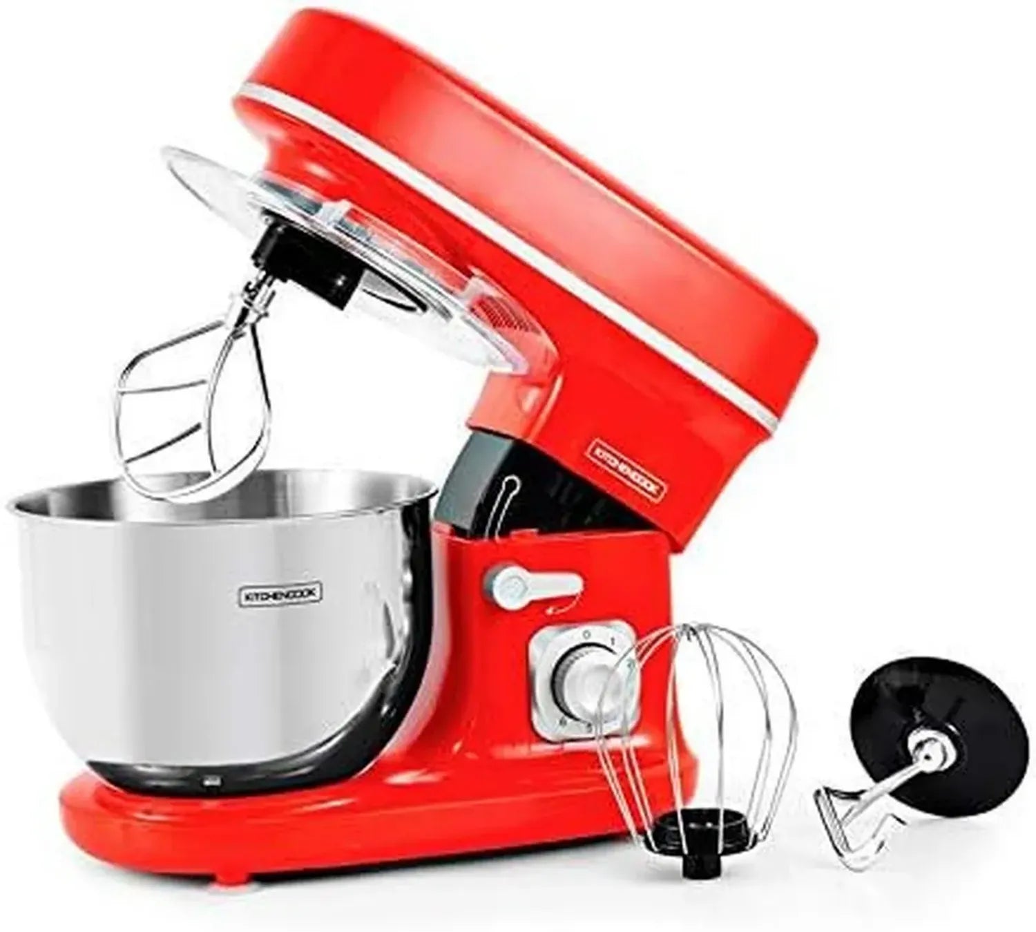 Robot de Cuisine Multifonction 5L 1300W, Rouge, 6 Vitesses, Bol en Acier Inoxydable