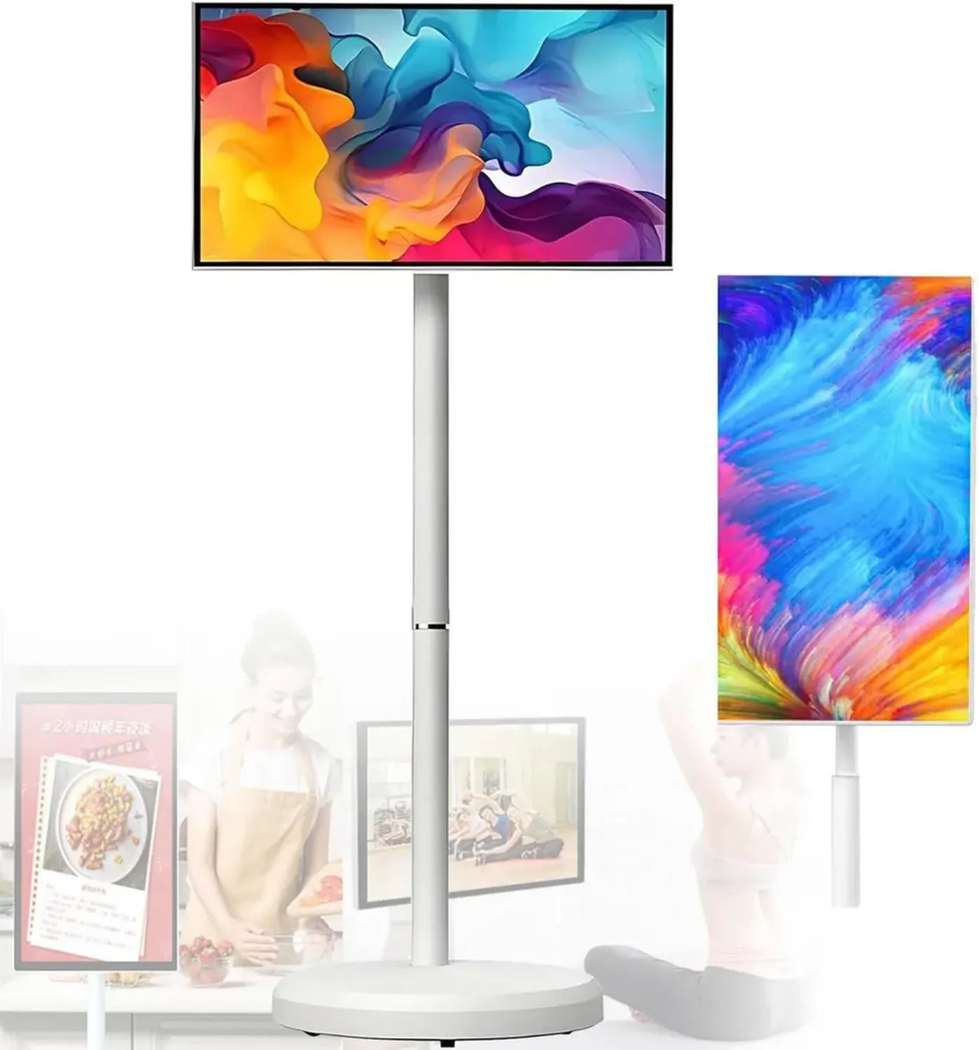 Téléviseur roulant 4K Ultra HD avec écran rotatif et Android, 4+64 Go/8+128 Go, télécommande incluse, batterie intégrée