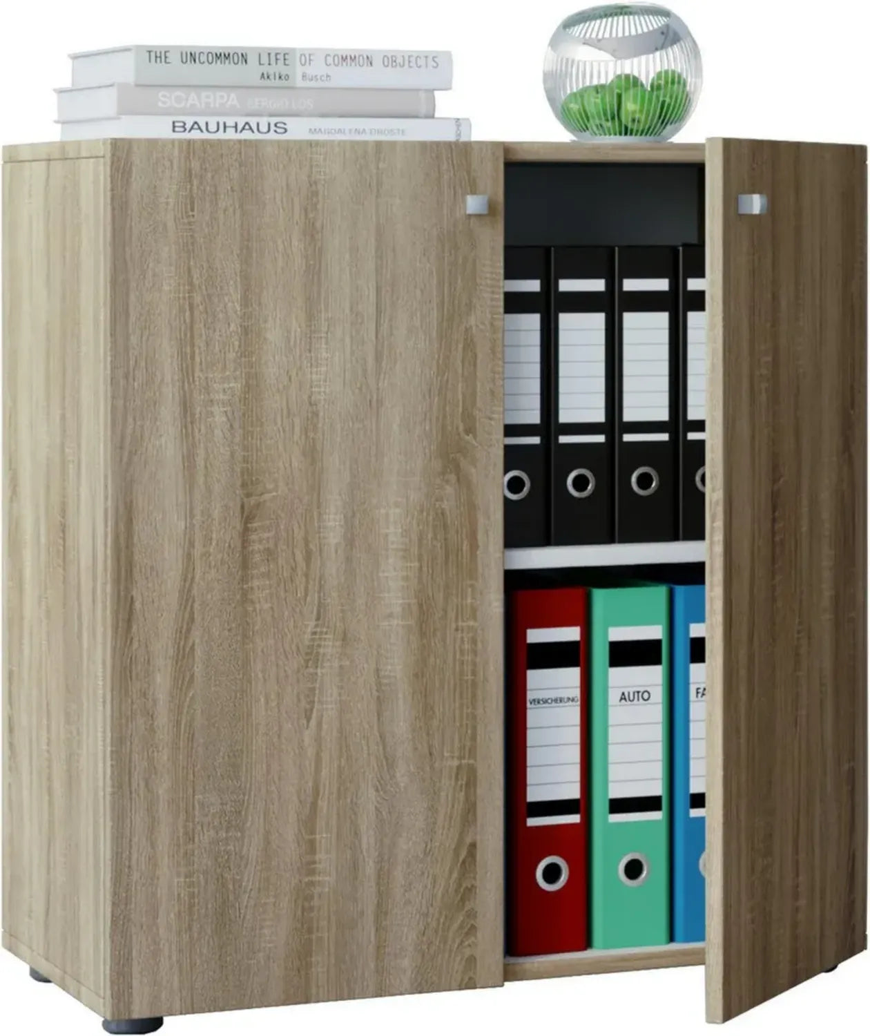 VCM Armoire de Bureau Lona en Chêne Sonoma avec 2 Portes Battantes pour Dossiers et Livres