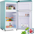 Réfrigérateur rétro compact Merax 72L avec congélateur 21L et compartiment à légumes, éclairage LED, 120 kWh/an, couleur cyan