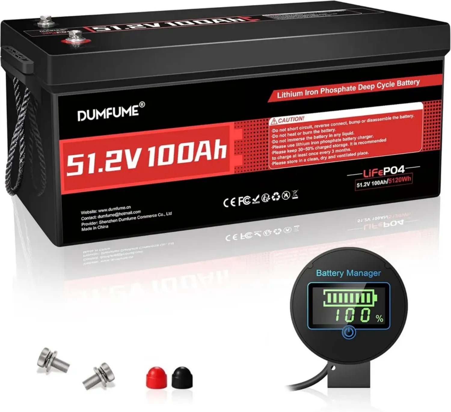 Batterie Lithium Lifepo4 48V 100Ah 5,12kWh avec Écran - BMS 200A pour Applications Solaires et Électriques