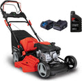 Tondeuse à Gazon Thermique Scheppach 46cm, Autotractée, Démarrage Électrique, Moteur 4T, Panier 55L, Mulching & Raccord Lavage