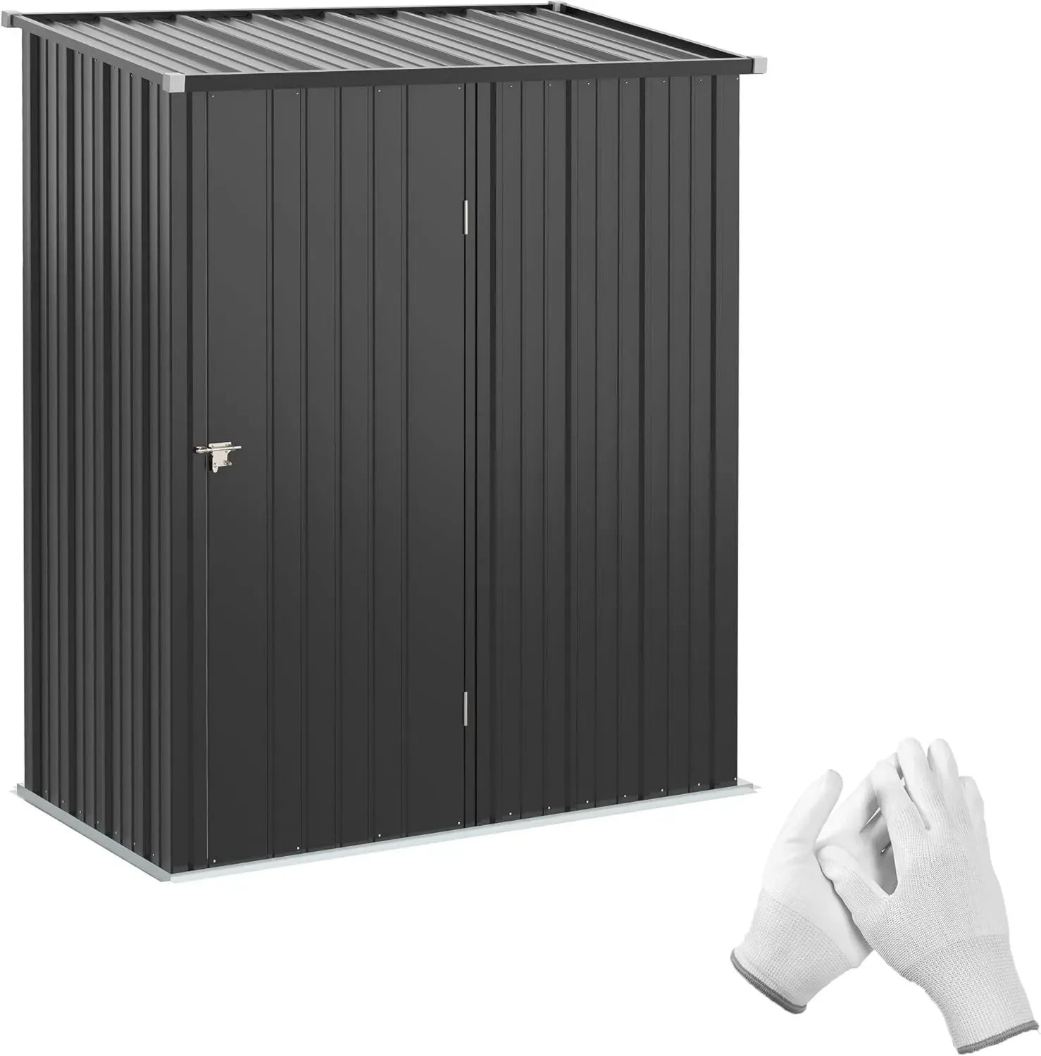 Abri de Jardin Métallique Noir avec Serrure 161,5 x 94,5 x 196 cm pour Rangement