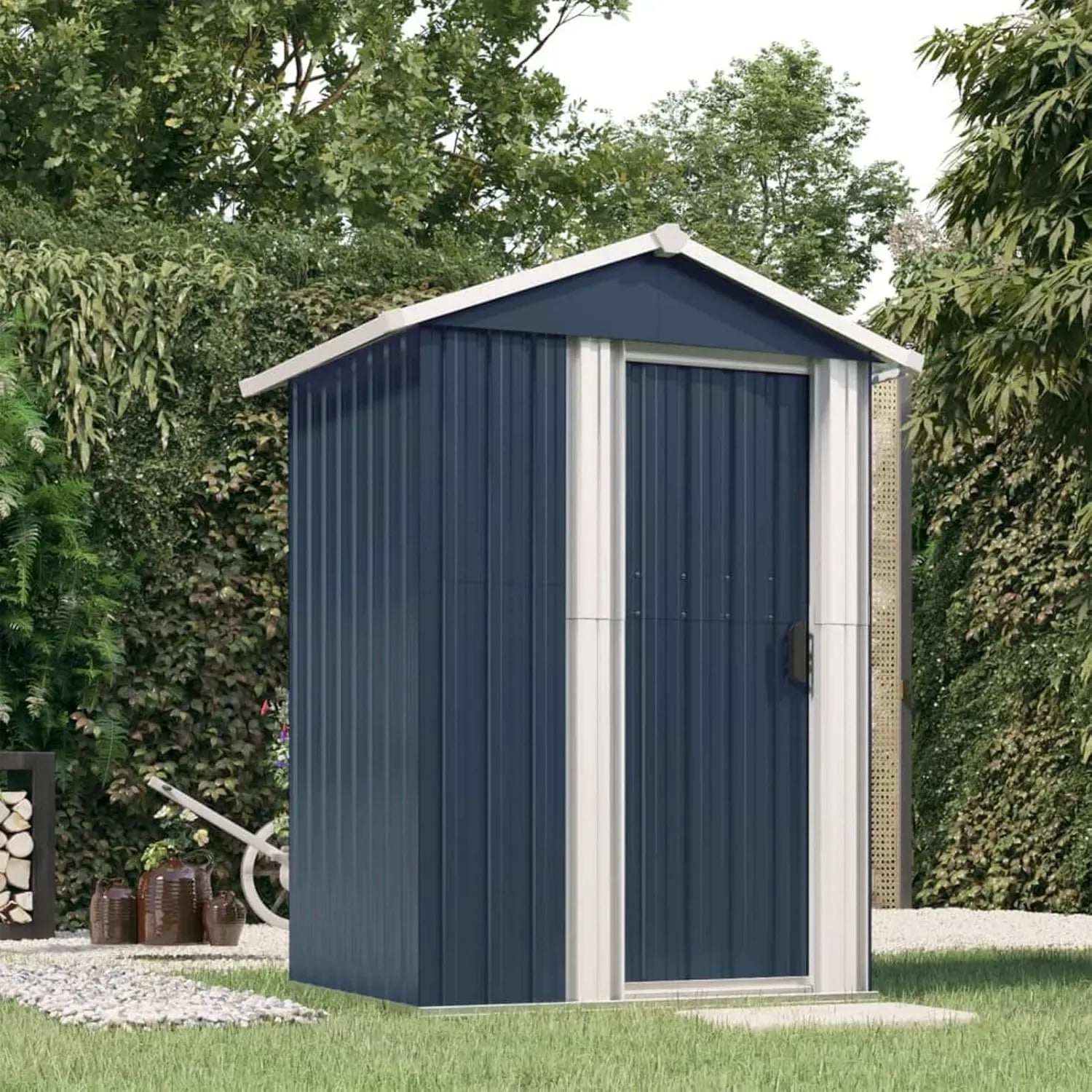 Cabane de Jardin en Acier Galvanisé Anthracite 126x98x177 cm