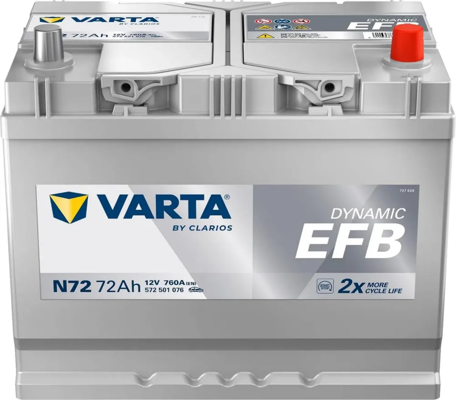 Batterie de Démarrage EFB 72Ah 760A EN Blue Dynamic Droite