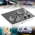 Réchaud à Gaz 2 Brûleurs pour Camping en Verre Trempé 1.8Kw