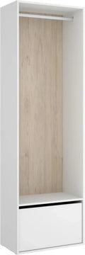 Armoire Penderie en Mélamine Blanc et Naturel 205 x 60 x 45 cm