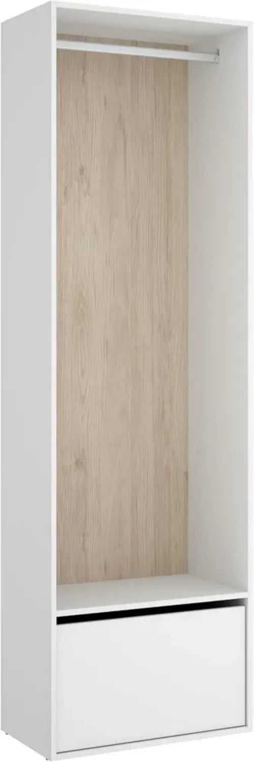 Armoire Penderie en Mélamine Blanc et Naturel 205 x 60 x 45 cm