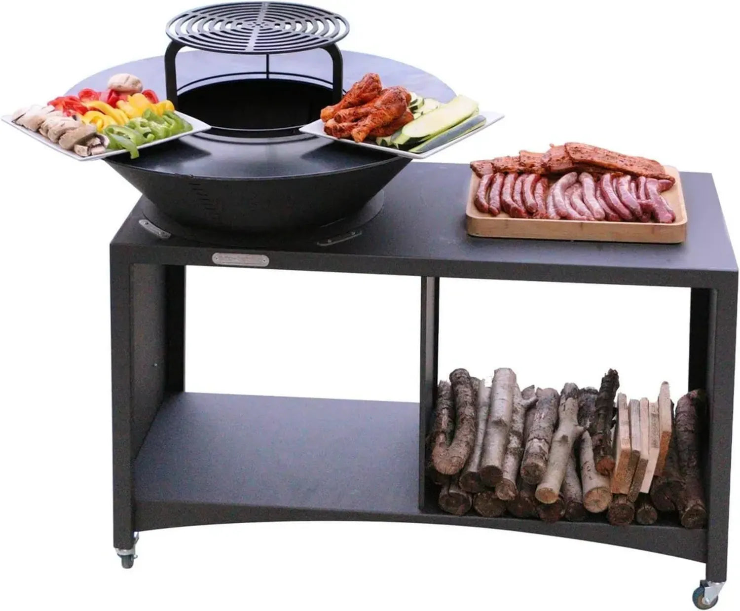 Barbecue Extérieur Brasero avec Plaque Amovible en Acier, Ø 100 cm