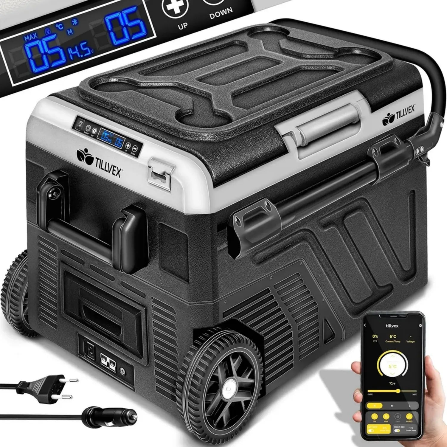 Glacière à Compresseur tillvex 60L avec WIFI, USB, pour Camping et Véhicules