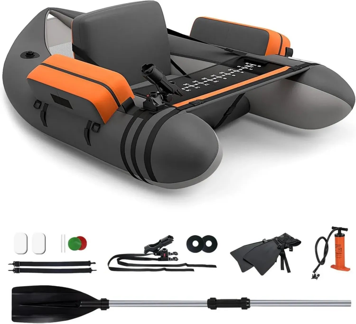 Bateau de Pêche Gonflable Portable avec Accessoires Complets et Transport Facile