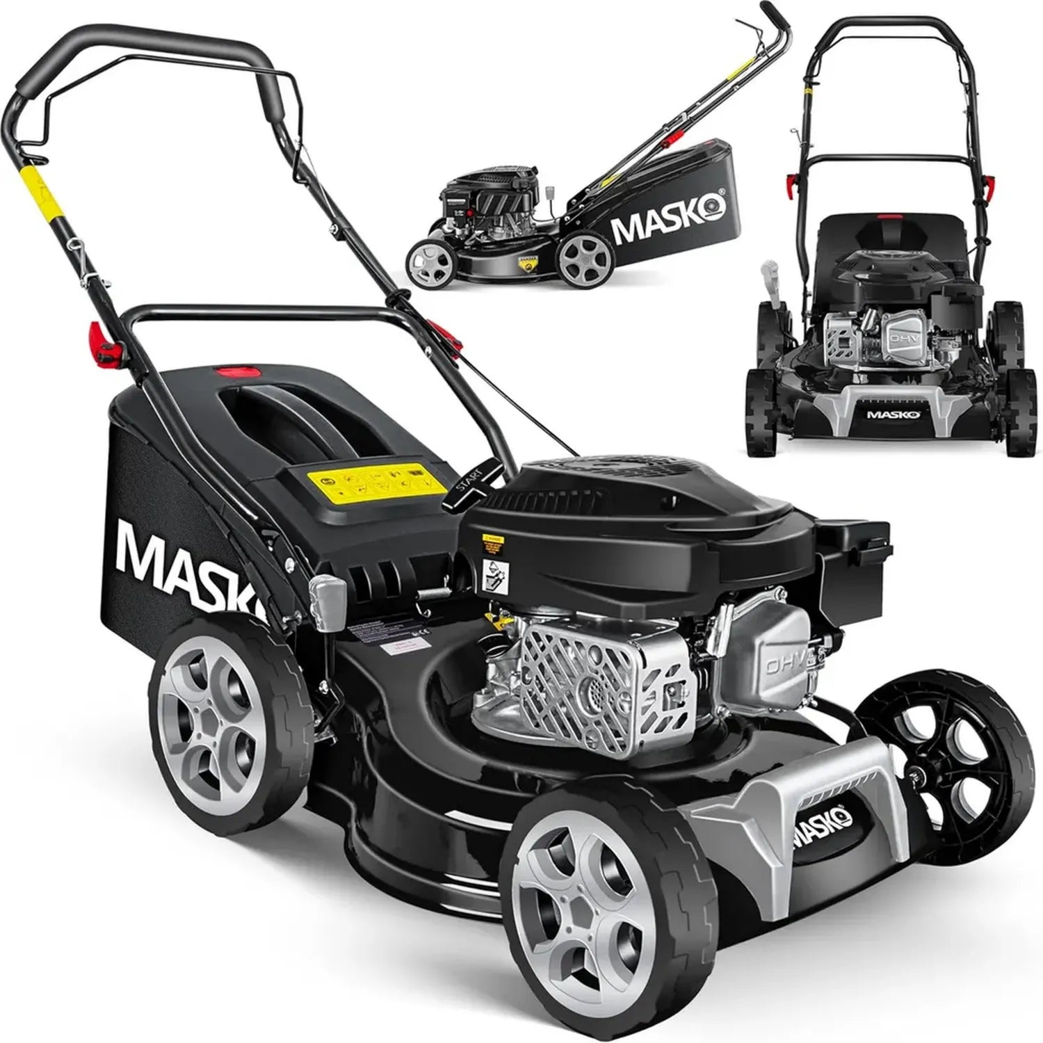 Tondeuse thermique 3 en 1 MASKO - 42 cm, moteur 3,4 CV, 50 L