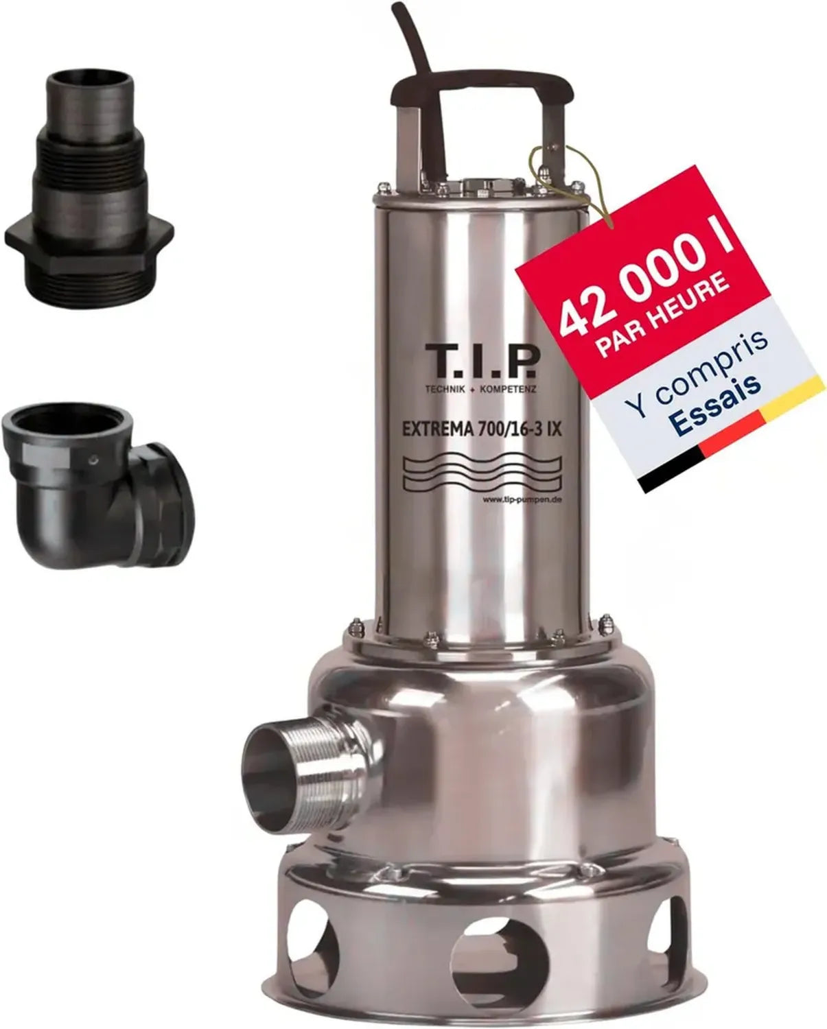 Pompe Submersible Pro en Inox pour Eau Sale - Débit 42000 l/h