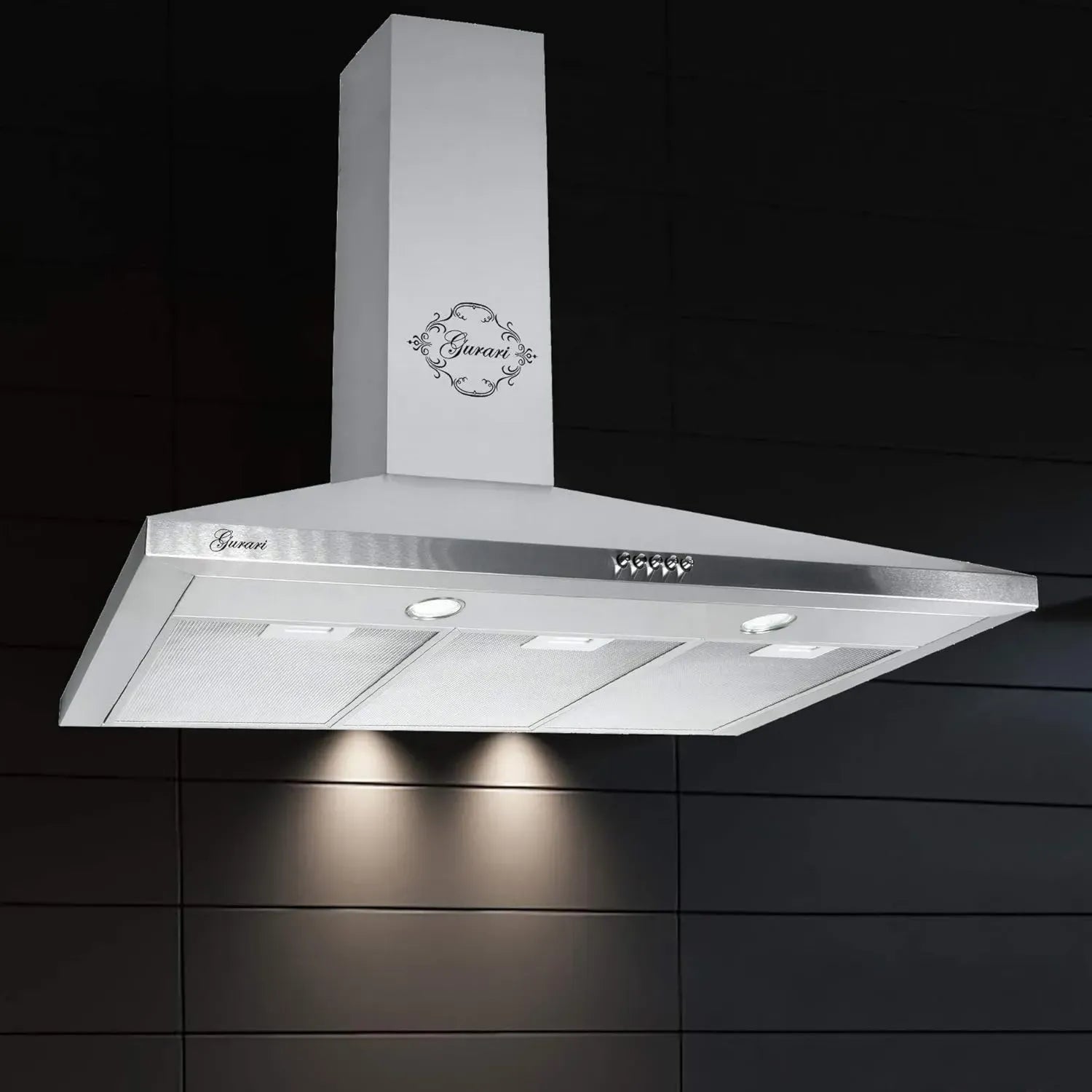 Hotte Murale en Acier Inoxydable 90 cm - Débit 1000m³/h - 3 Vitesses - Éclairage LED - Modèle Luxe avec Option de Recirculation - Marque Gurari