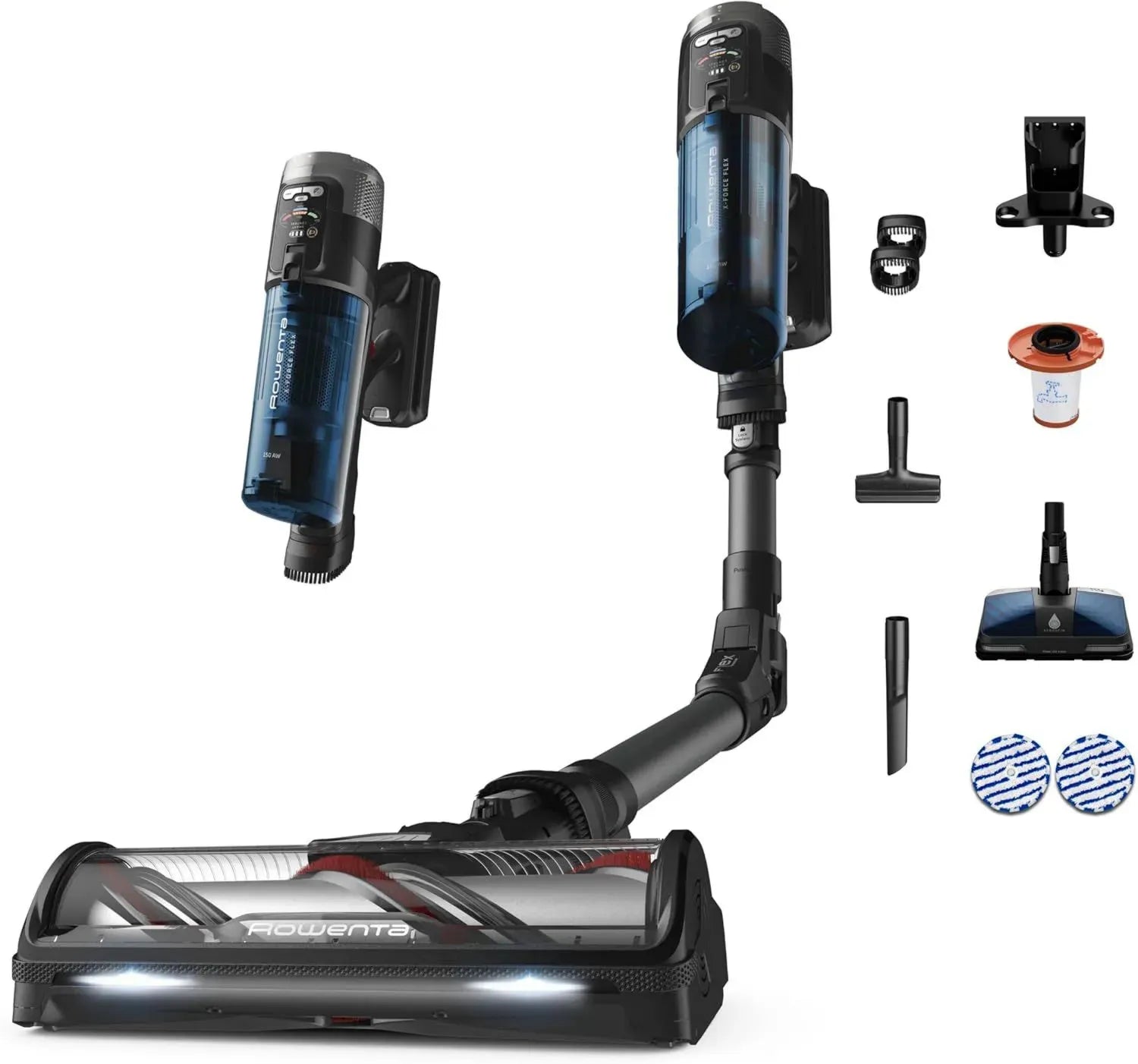 Aspirateur Balai Rowenta X-Force Flex 12.60 Neo, Sans Fil, 150AW, 60min d'Autonomie, Conçu en France, Bleu/Gris