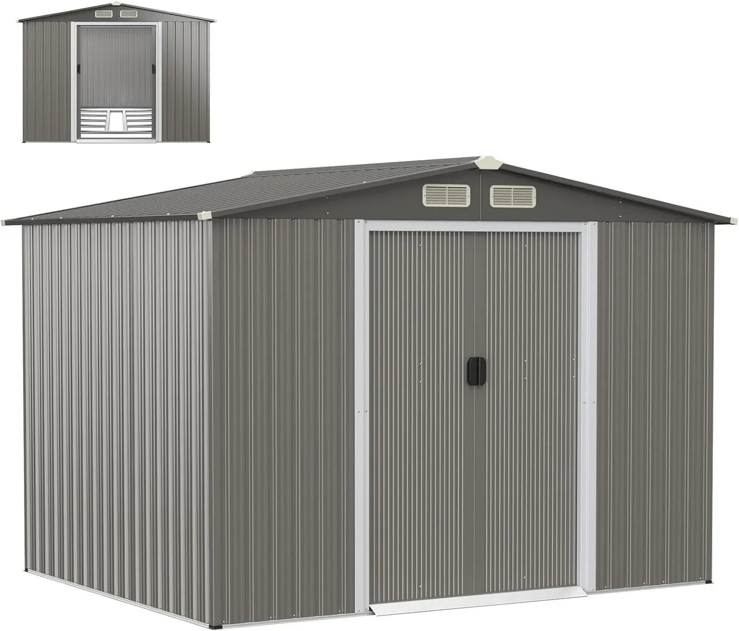 HOMASIS Abri de Jardin Métal - Toit Incliné, Porte Coulissante, Durable