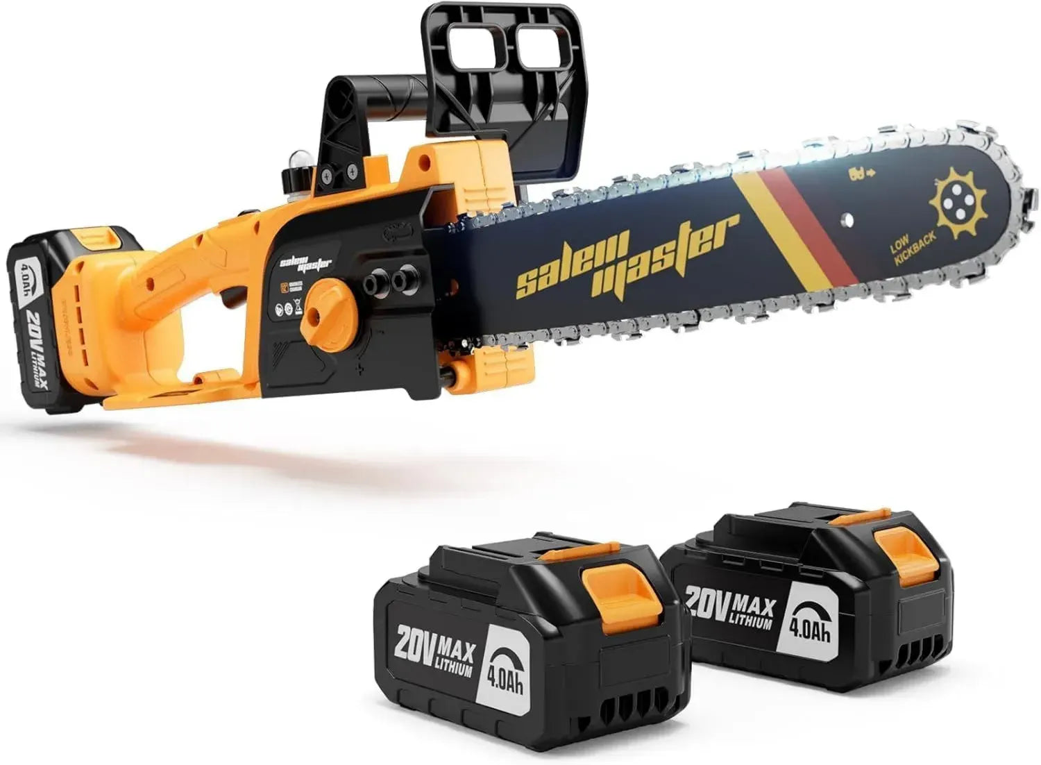 Scie à Chaîne Électrique Sans Fil 30CM 20V, 2 Batteries 4,0 Ah Incluses, Moteur Sans Balais 1100W, Parfaite pour Couper le Bois, Montage Facile, Vitesse 45 m/s