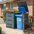 COSTWAY Abri Double Poubelle Métal 480L, avec Vérins à Gaz et Portes Verrouillables, Rangement Extérieur pour Jardin et Patio (Gris)