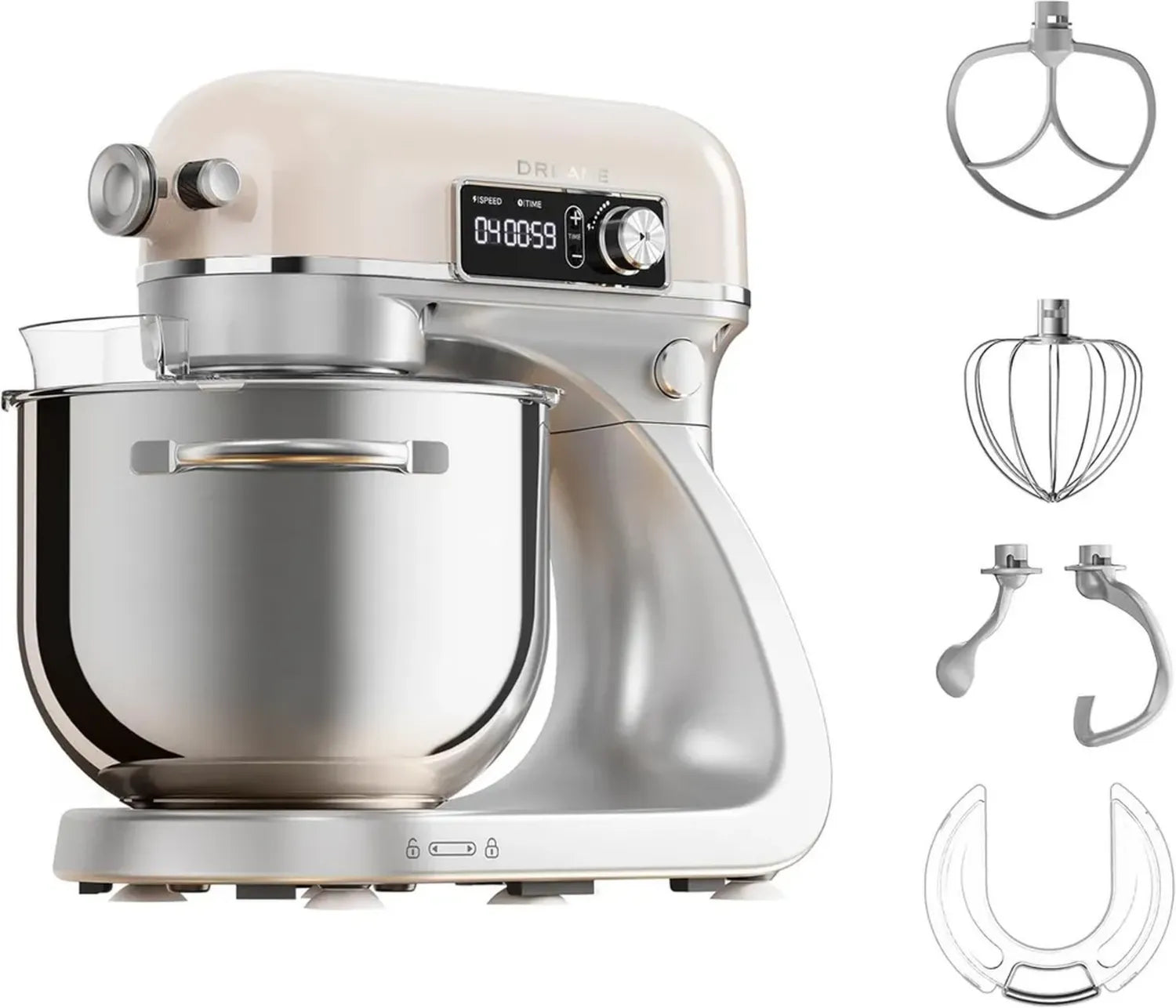Mixeur Professionnel DREAME 800W, Double Crochet Breveté, Bol 6L, Écran Numérique Intelligent, 12 Vitesses, Accessoires Inclus
