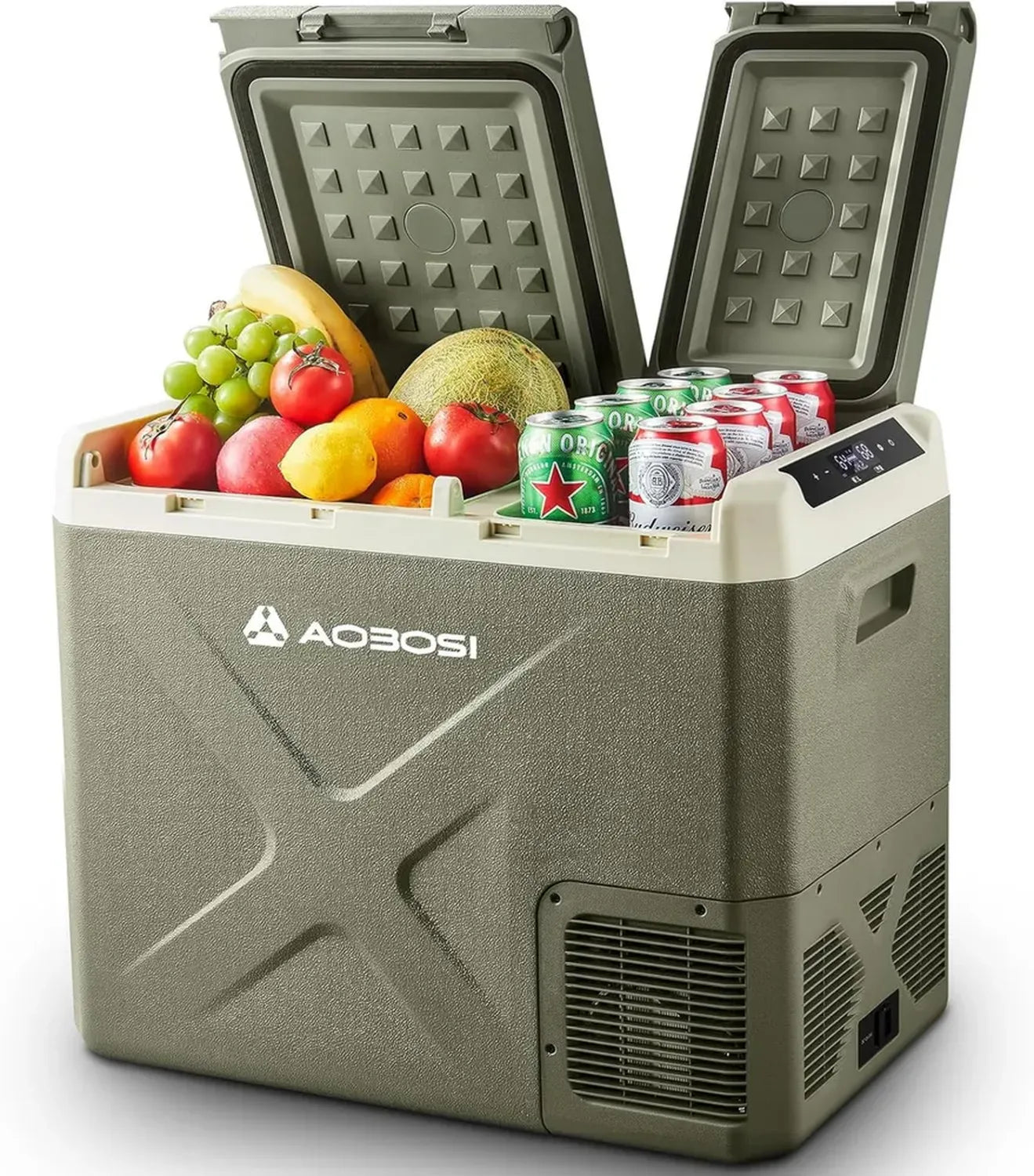 AAOBOSI Réfrigérateur Portable 40L, Compresseur Électrique 12V/220V, Double Zone, Idéal pour Voiture, Camion, Bateau et Camping