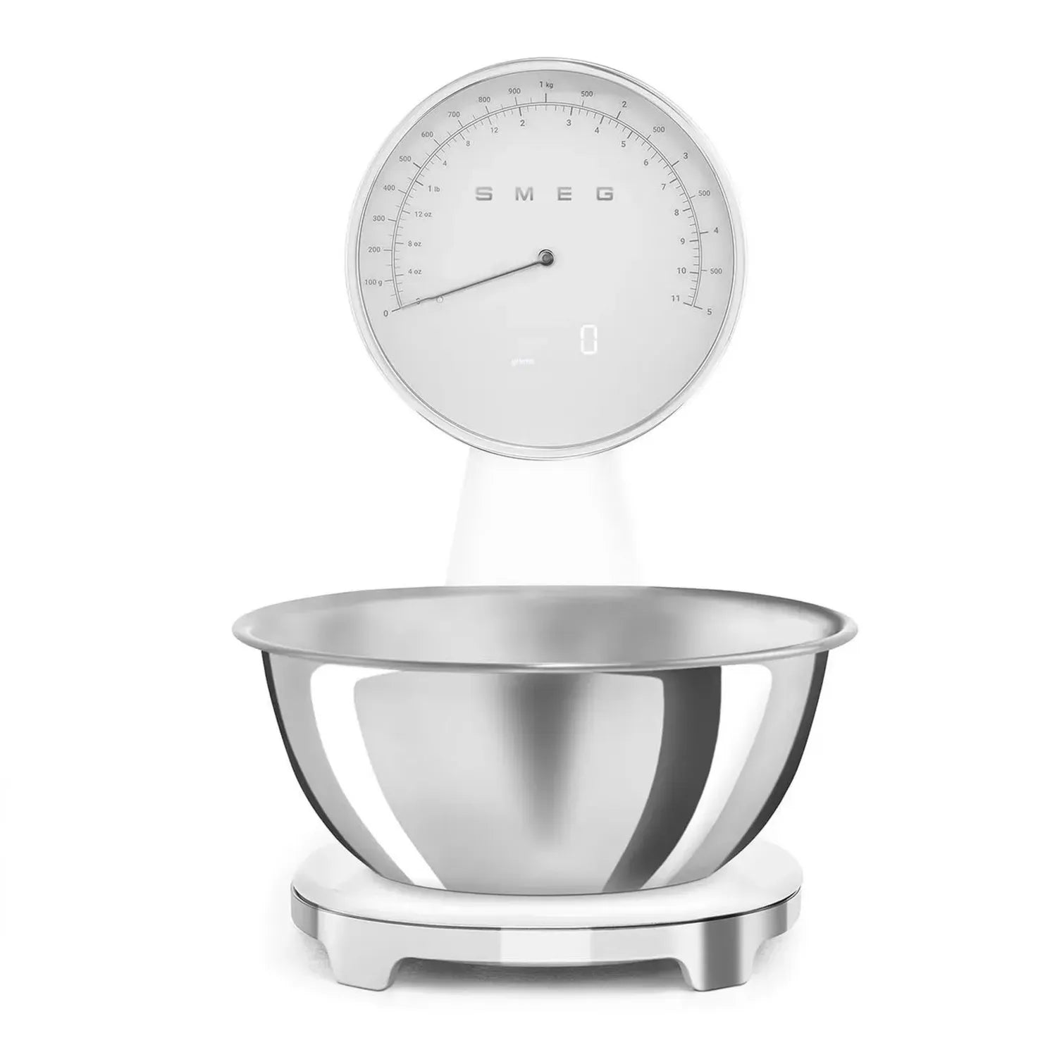Balance de Cuisine Smeg 2-en-1, Bol Amovible en Acier Inoxydable, 5kg, Blanc