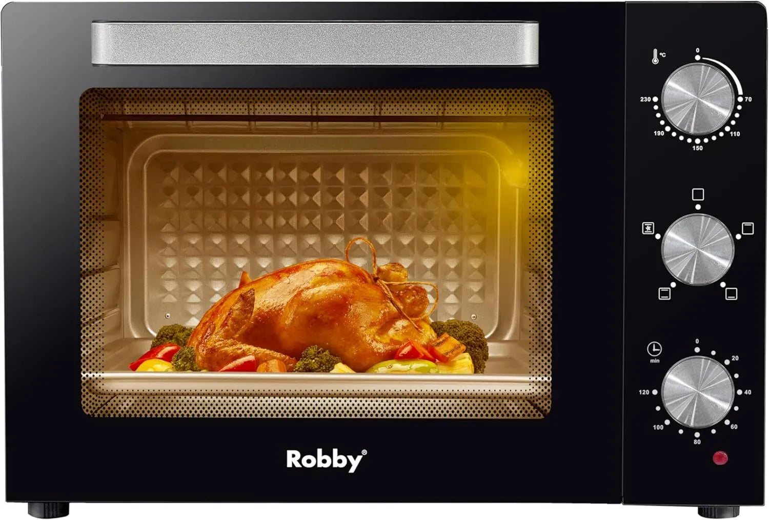 Four à chaleur tournante 55L 2200W avec lumière et cavité diamant Robby ROMF55B