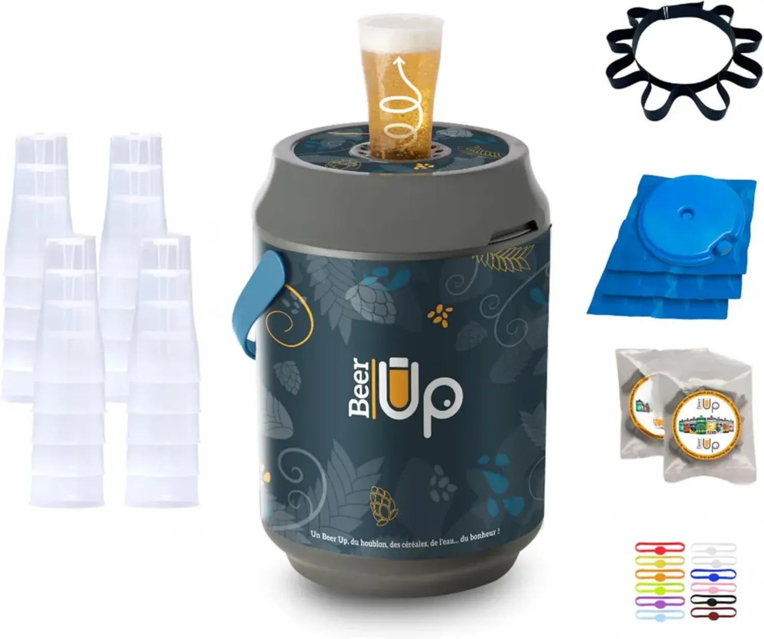Kit de bière portable avec verres, accessoires et refroidissement longue durée