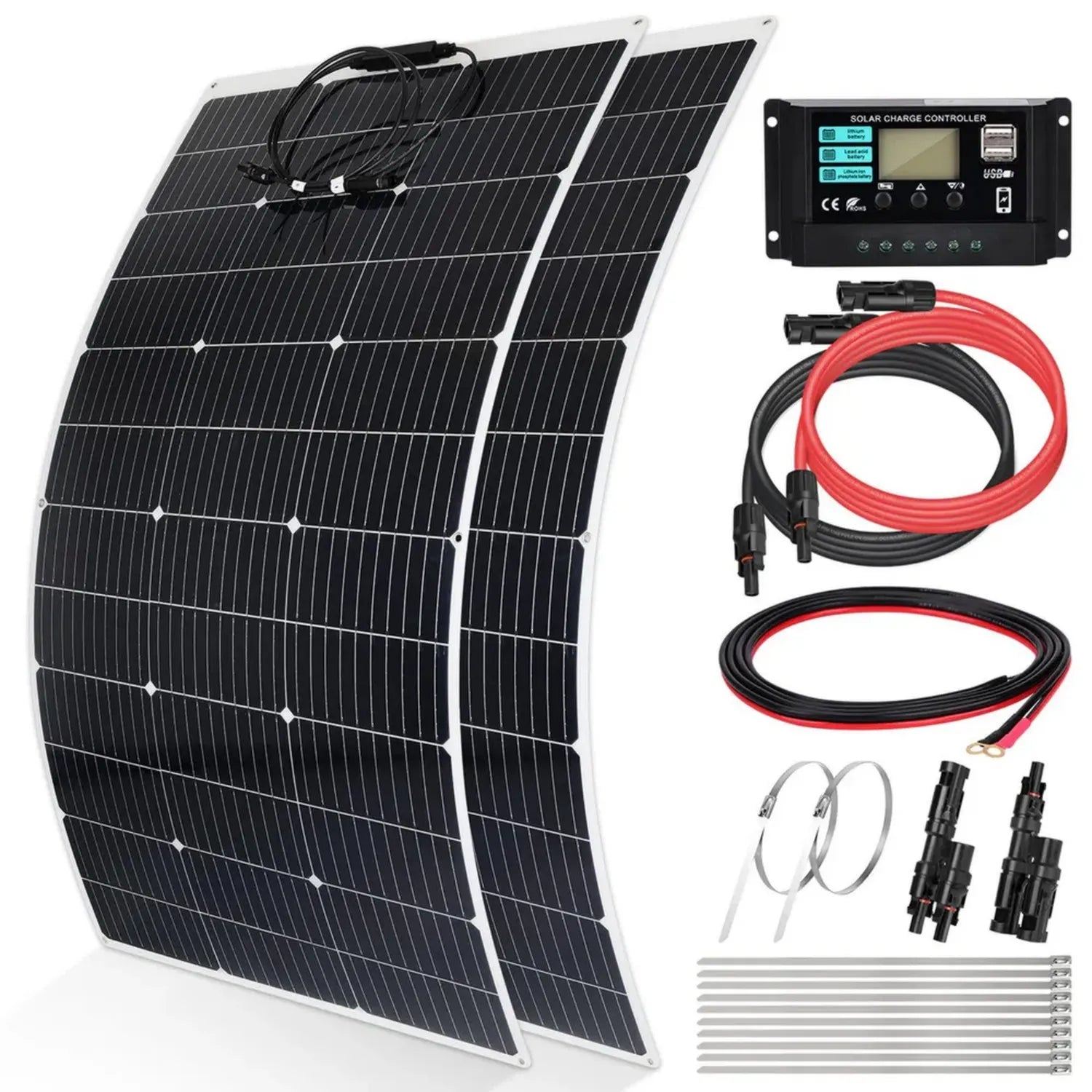 Ensemble Panneaux Solaires 240 W avec Contrôleur 30 A pour Maisons et Voyages