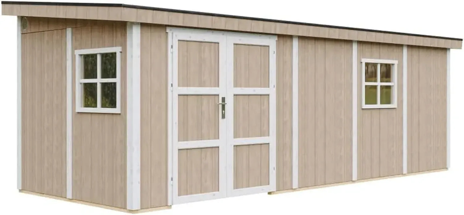 Abri de Jardin Premium 14,3 m² en Bois Réutilisable - Dimensions: 231x248x648 cm - Timbela M941B Marron
