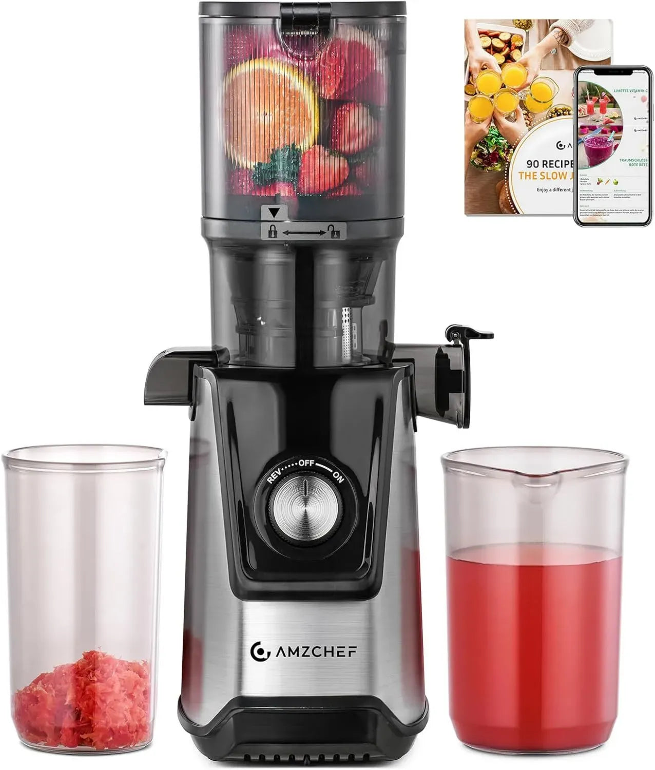 Extracteur de Jus à Froid Silencieux avec Large Bouche de 118MM, Double Filtration, 180W - Nettoyage Facile
