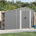 Abri de Jardin Métallique Gris avec Double Porte et Toit Allongé, Idéal pour Vélos, Outils et Bois de Chauffage