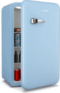 Mini Réfrigérateur Klarstein Audrey Evo 90L - Design Rétro, Ultra Silencieux, Thermostat Réglable, Porte Réversible, Éclairage LED, Idéal pour Chambre et Bureau, Bleu