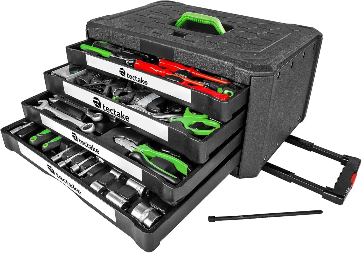 Tectake Boîte à Outils sur Roulettes 899 Pièces avec 4 Compartiments pour Atelier et Bricolage