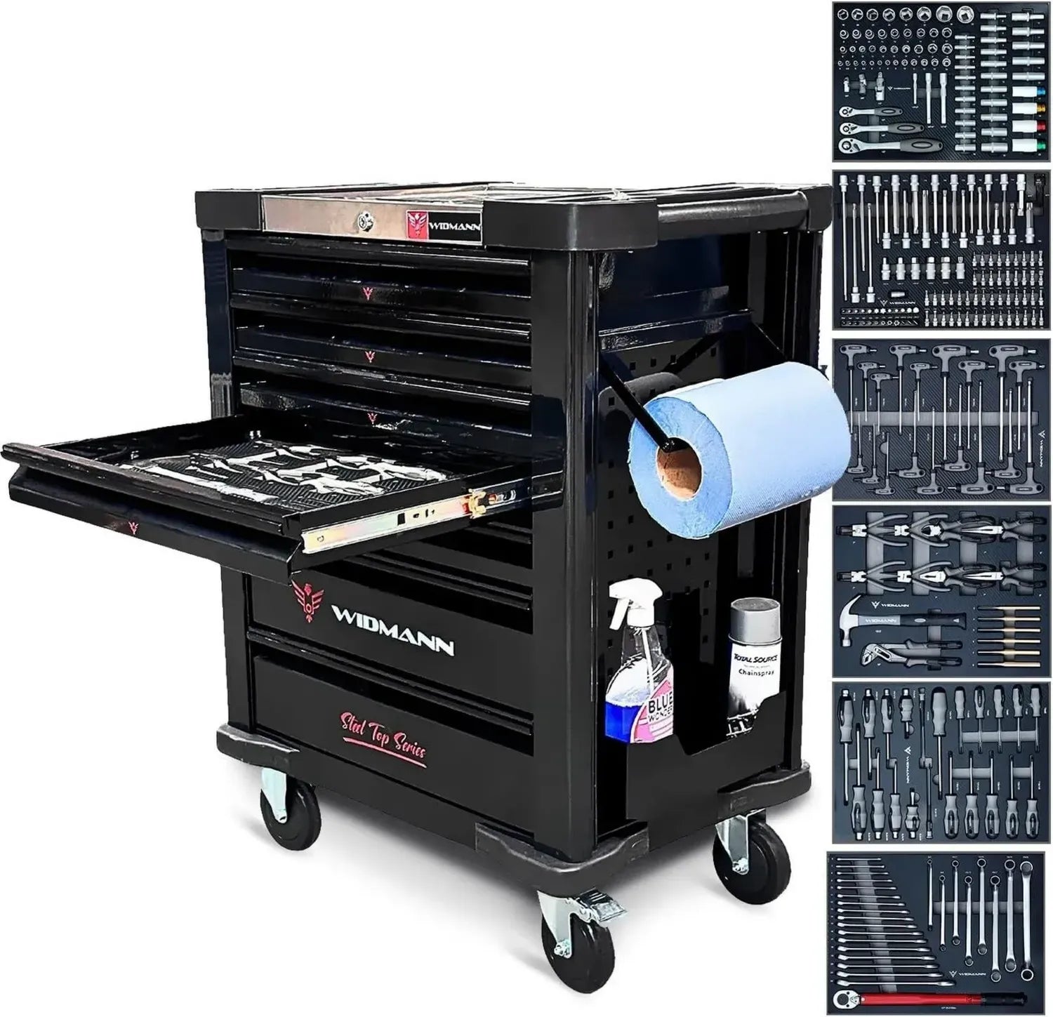 Servante d'atelier KraftMüller avec 263 outils de haute qualité et 6 tiroirs pleins