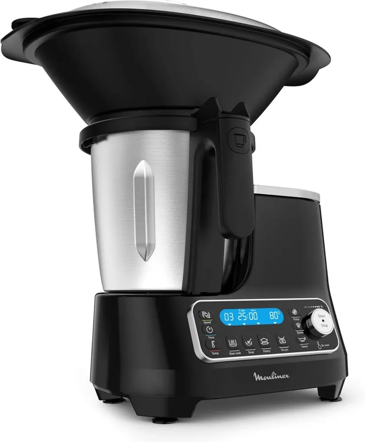 Robot Culinaire Multifonction Moulinex Clickchef, Capacité 3,6 L, 1400 W, 5 Programmes Prédéfinis, 32 Fonctions, Balance Intégrée, Cuisson Vapeur, Batteur et Mélangeur HF456810 [Écran de Contrôle en Anglais]