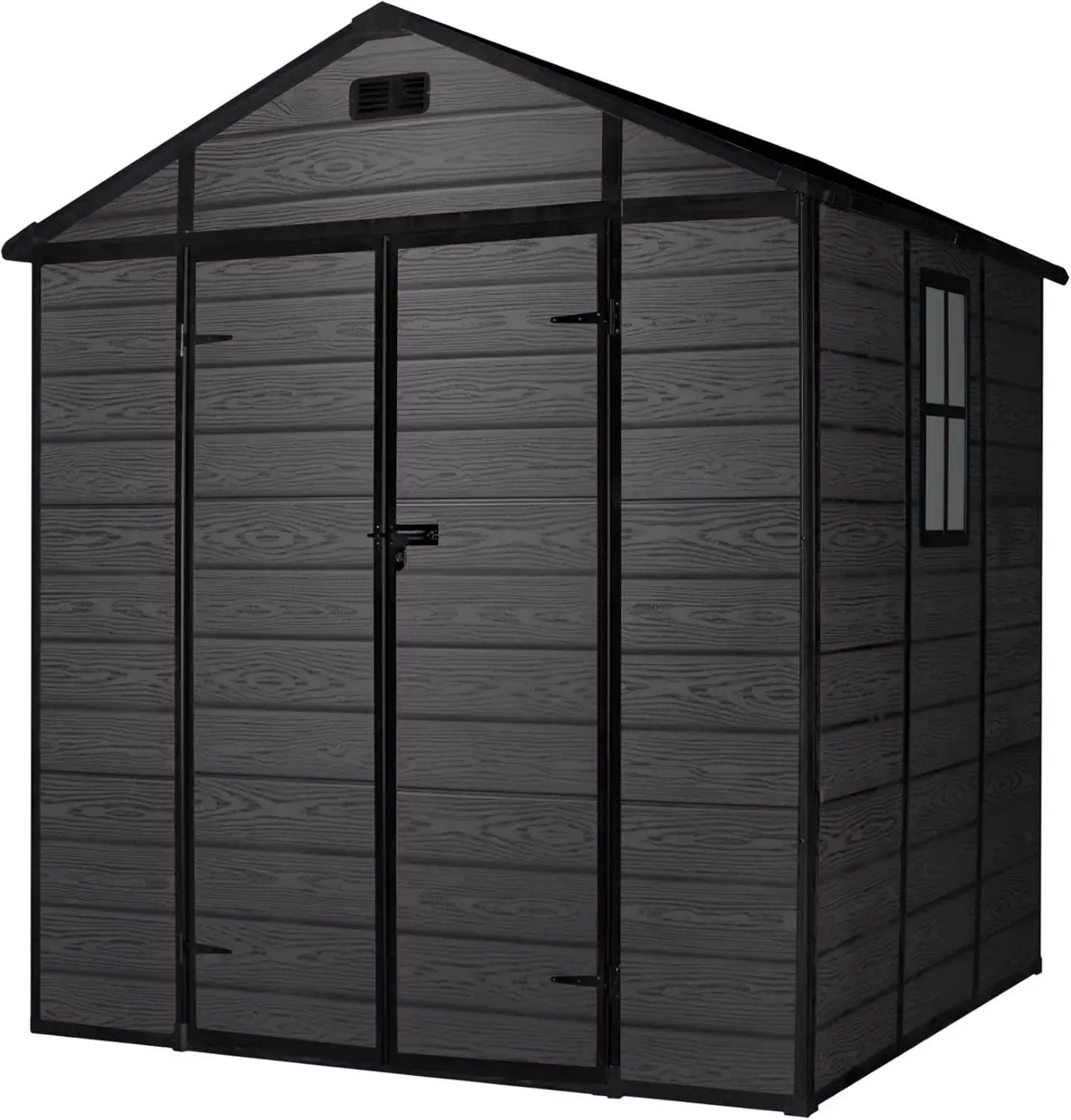 Abri de Jardin en Résine Noir avec Double Porte et Fenêtre - 4,6 m²