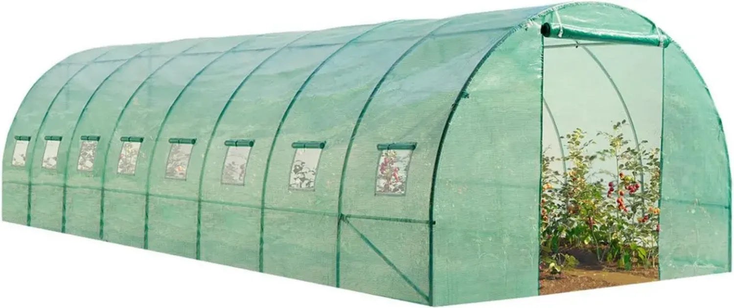 Serre de Jardin Professionnelle 24m² Vert 8x3m pour Cultures Maraîchères