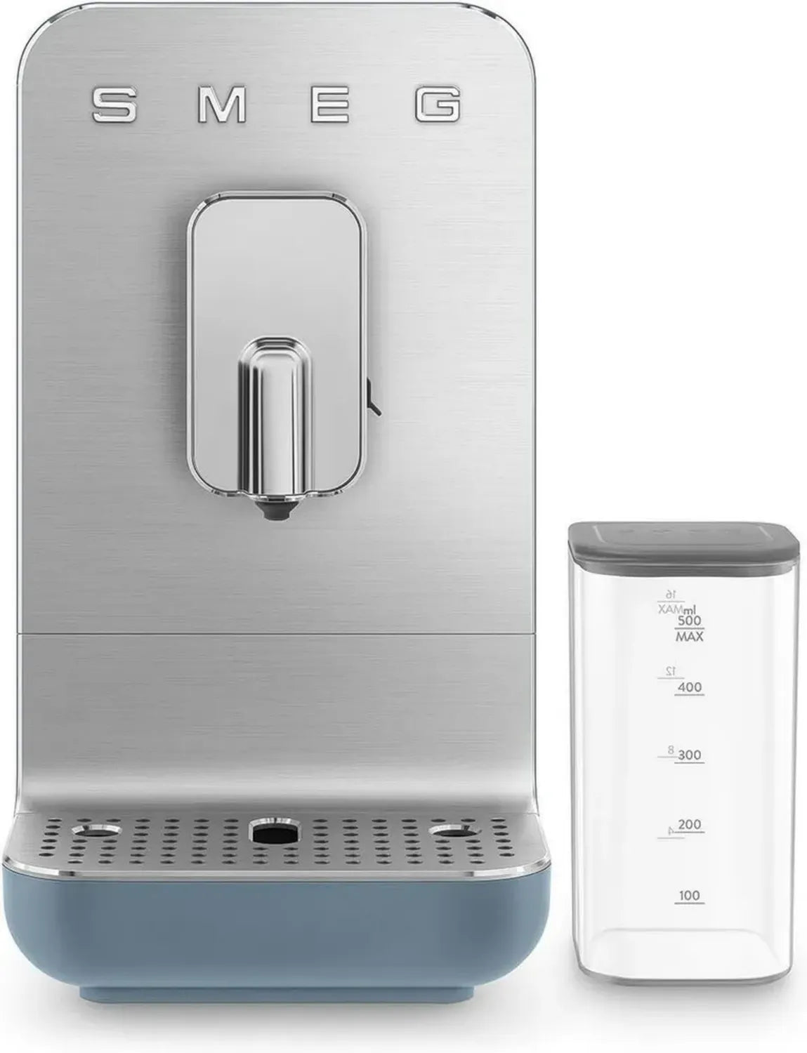 Smeg Machine Expresso Automatique avec Système de Lait et Moulin Intégré, Compact et Puissant, 1,4 L, Bleu Tempête