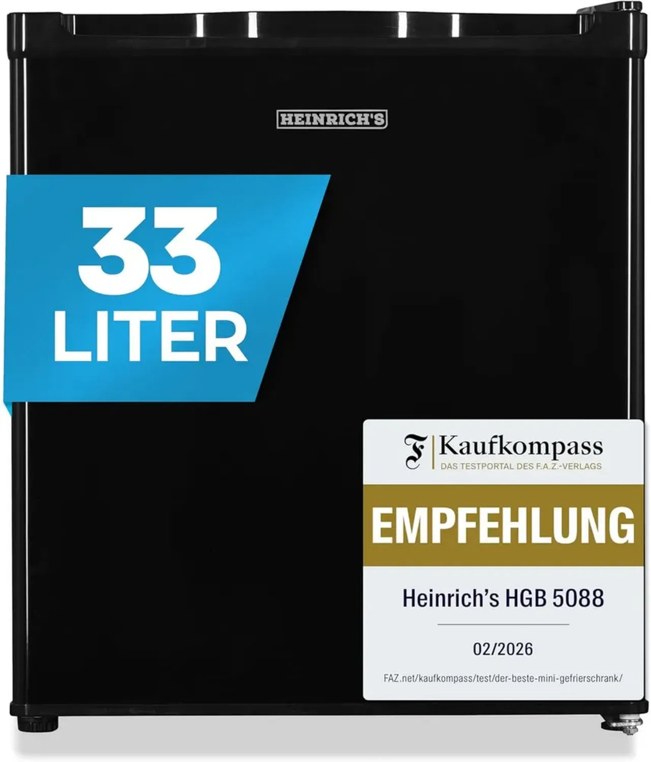 Congélateur Compact Heinrich's 33L - Silencieux 40 dB - Porte Réversible - Température Jusqu'à -18°C